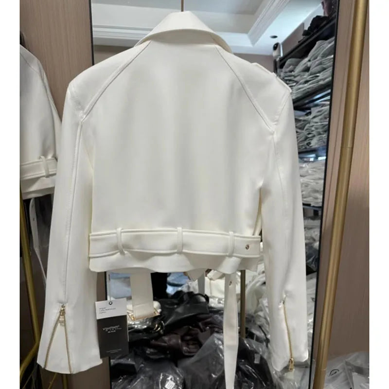 Korean Ladies Fashion Short Jacket Design Sense Niche Feminine Long Sleeves Locomotive Coat Spring Autumn Women Patchwork Outwea
