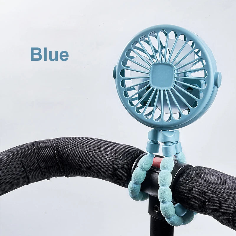 Portable Clip Fan Mini Stroller Fan USB Rechargeable Baby Stroller Octopus Fan 360° Rotate Outdoor Tripod Fan Small Clip Fan