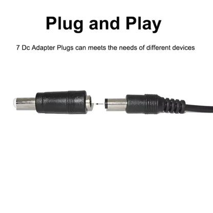Universal Power Cable USB to DC 5.5 * 2.1mm Jack 5V Charging Cord with 8 Selectable Connector Tips for CCTV Cameras TV Box