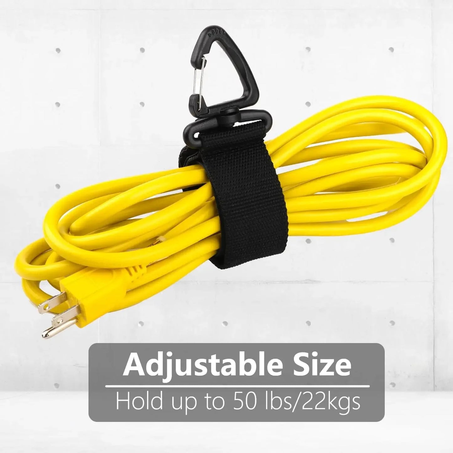 Extension Cord Holder Organizer Car Trunk Tool Heavy-Duty Hook Loop Storage Strap for House Basement RV Garage for Cables Winder