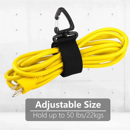 Extension Cord Holder Organizer Car Trunk Tool Heavy-Duty Hook Loop Storage Strap for House Basement RV Garage for Cables Winder