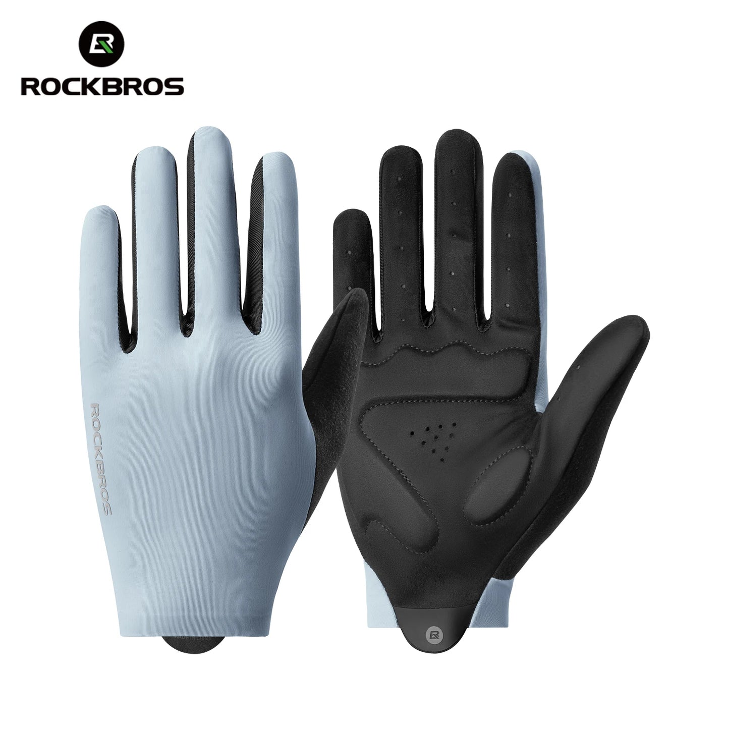 ROCKBROS Spring Summer Cycling Gloves Lightweight Breathable Full Finger Gloves Shock Absorption SBR Pad Anti-slip Sports Gloves