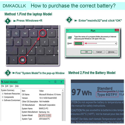 Damaite 97Wh 6GTPY Battery for Dell XPS 15-9560 15-9550 15-9570 15-7590 Precision 5520 5530 5540 5510 Vostro 7500 4GVGH 1P6KD
