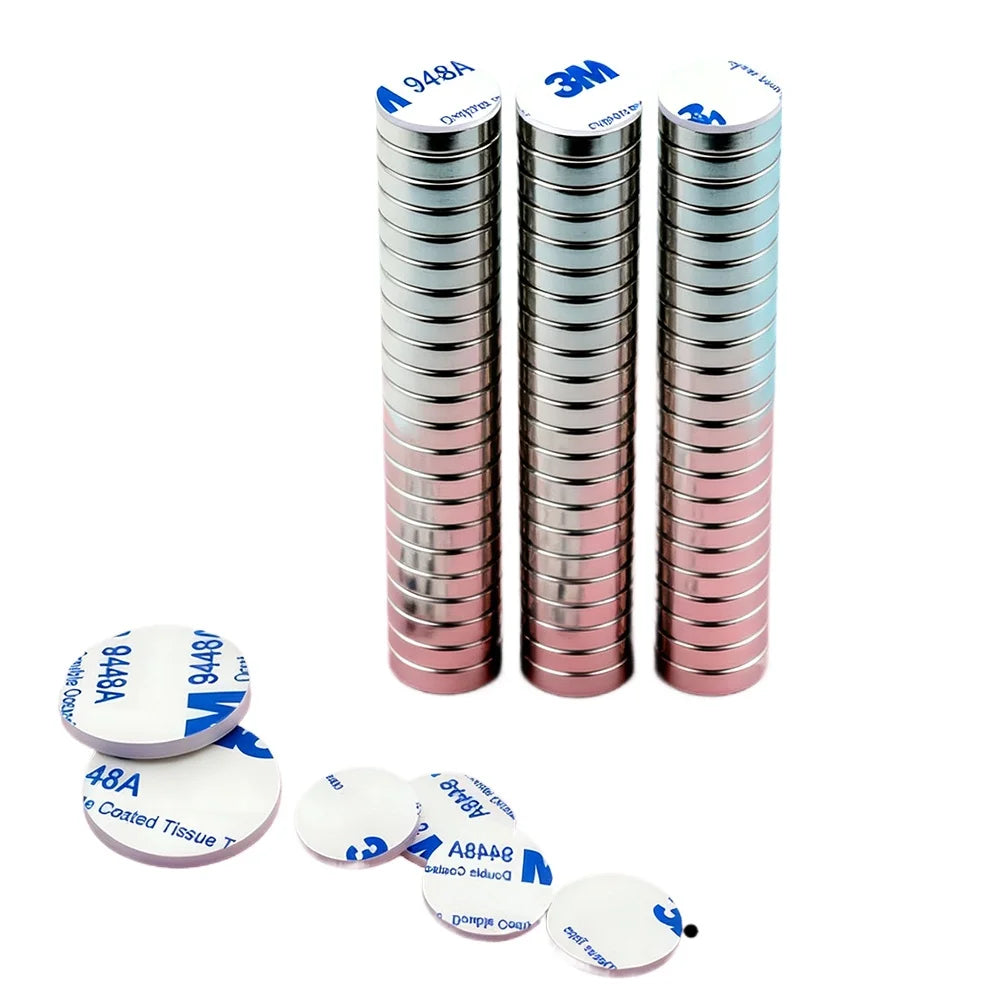 Neodymium Magnets with Double-Sided-Strong Adhesive Backed Round Magnet for Refrigerator,Crafts,Whiteboard,Kitchen,Home Office