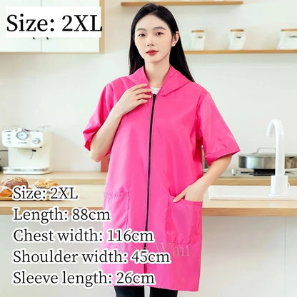 Pet Groomer Work Clothes Dog Grooming Uniform Short Sleeve Waterproof Gown New Black Beauty Salon Robe Barber Shop Apron Y1111