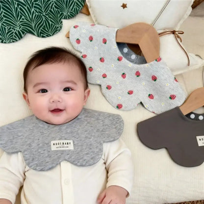 Easy To Wear Cartoon Baby Feeding Bib Two-sided Usable Cotton Baby Drool Bib Absorbent Washable Cute Saliva Towel Newborn Care