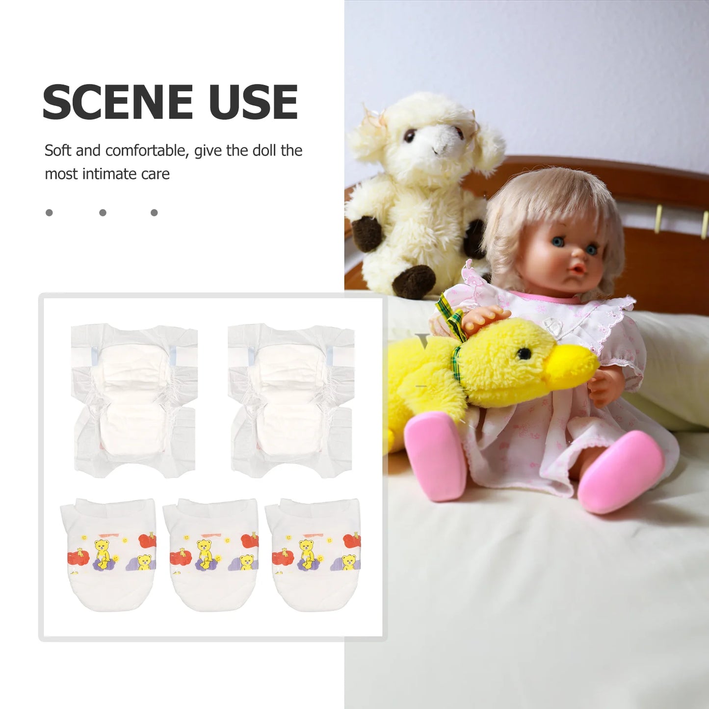 5 Pcs Baby Diapers Reusable Soft Simulation Diapers For Realistic Accessories Barbiedoll Supplies Toy Diapers Babydoll