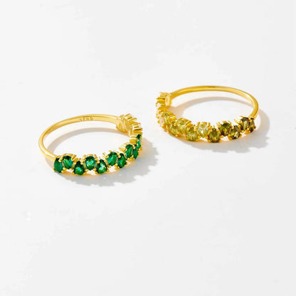 ANDYWEN New 925 Sterling Silver Pear Green Olive CZ Zircon Colorful Ring Women Luxury Fine Jewelry 2024 Spring Fine Jewelry