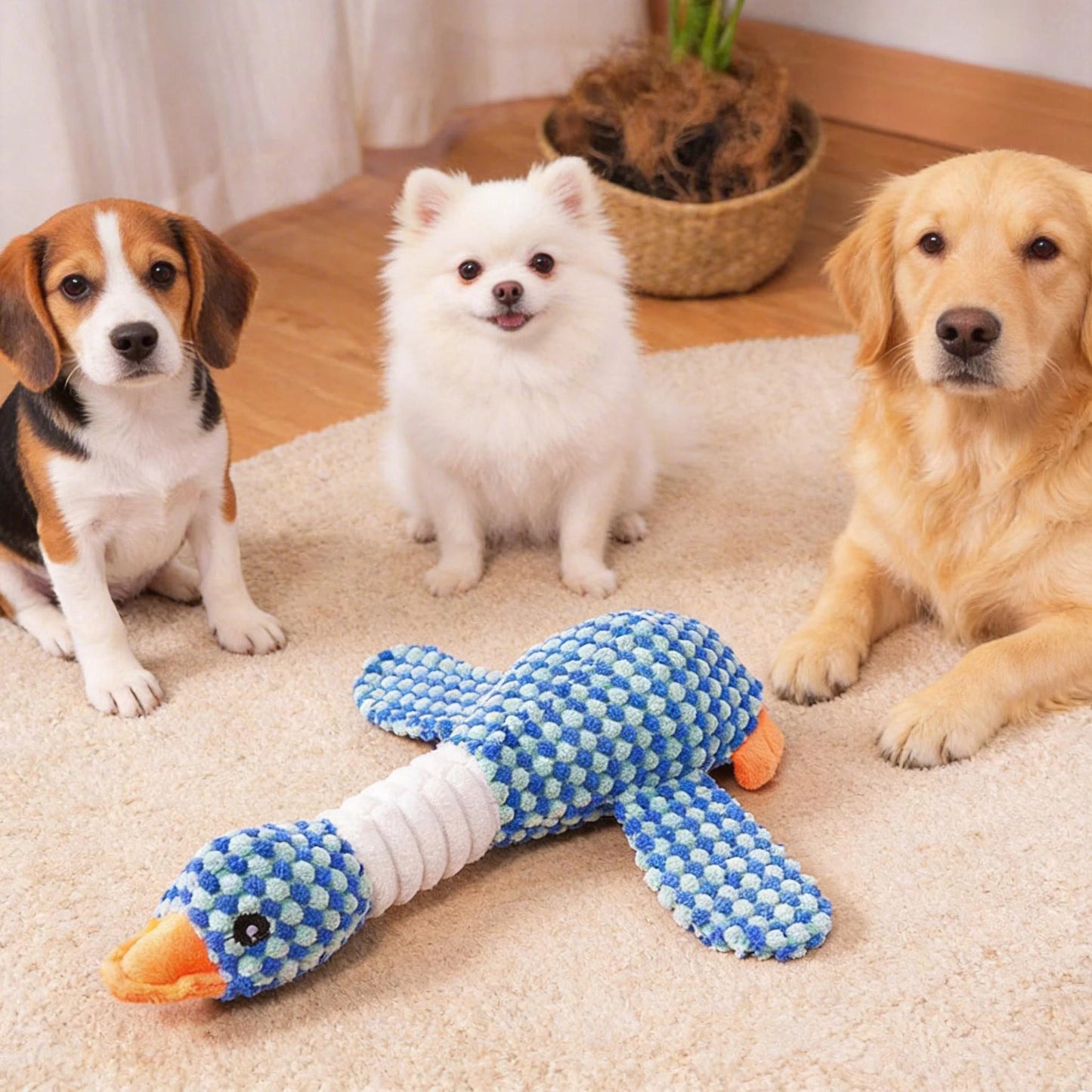New Dog Toy Plush Blue Goose Pet Teddy Puppy Large Dogs Toys Duck Tough Bite Chew Plush Sound Toy Relieve Boredom Pet Supplies