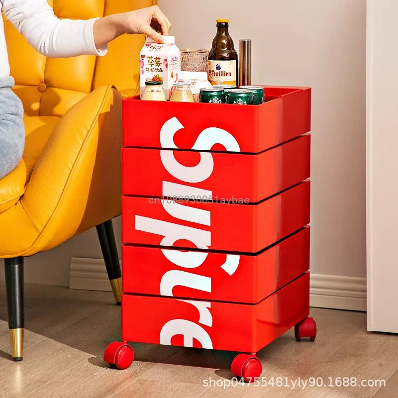 360 Rotating Removable Bedside Table File Cabinet Storage Office Multi-layer Drawer Simple Ins Side Few Storage Cabinet
