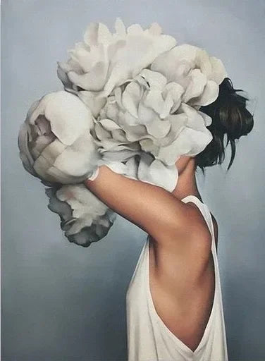 Canvas Painting Wall Art Women and Flowers Abstract Print the Girl with Flowers on Her Head Surrealism Imagine Poster Room Decor