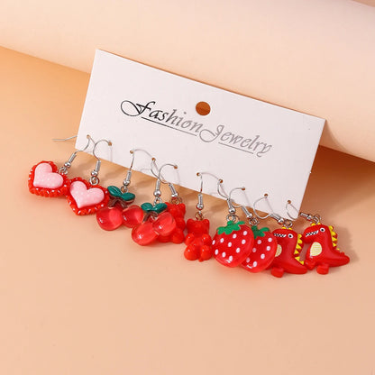 5pairs/set Cute Candy Chocolate Earrings for Women Girls 3D Food Dangle Earrings Kids Jewelry Gifts