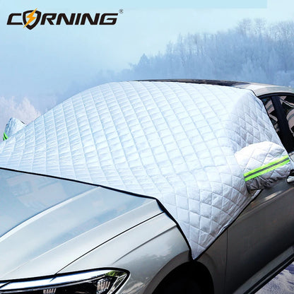 Car Windshield Cover Front Windscreen Sunshade Half Cover Car Exterior Snow Shield Cover Vehicles Protective Shade for Sedan SUV