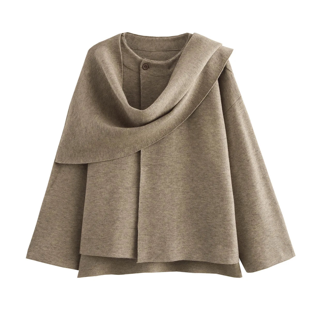 2025 Winter Female Scarf Coat Long Sleeve Knitted Asymmetric Jackets For Women Streetwear Causal Women Coats