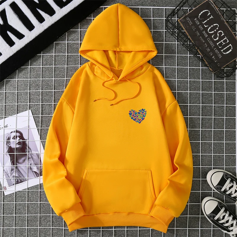 A Simple Depiction Of Love Printed Women Hooded Graphic Funny Hoodies O-Neck Loose Casual Tops Sport Street Fashion Sweatshirt