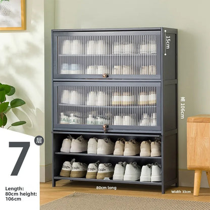 Shoe cabinet multi-layer storage rack household simple door entry balcony indoor large-capacity dust-proof shoe rack