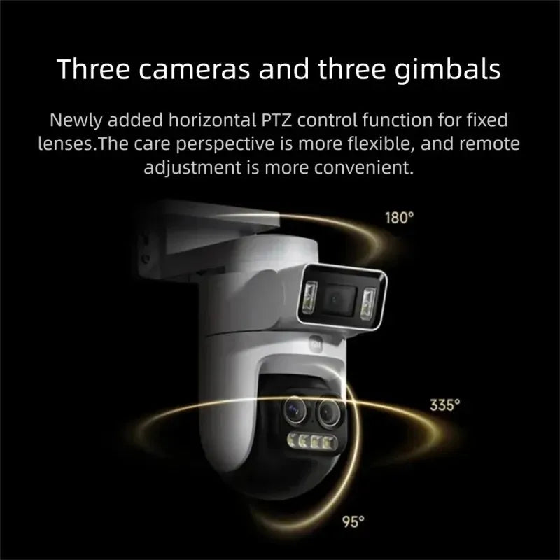 XiaoMi New Smart Outdoor Camera 4 Pro Triple Camera Zoom Edition，360° 5MP 3K，9x Hybrid Zoom，IP66，Chinese Version With Adapter