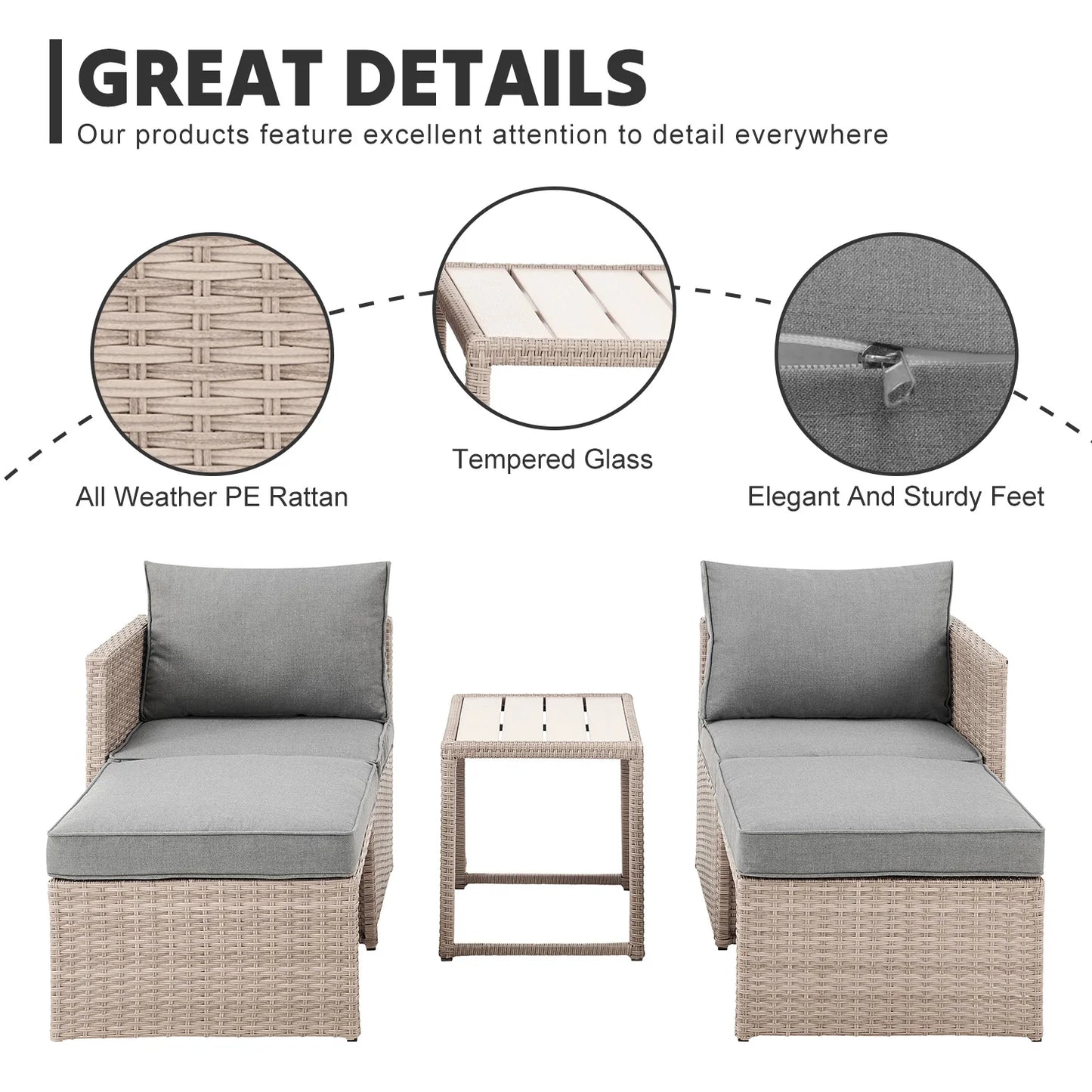 Outdoor Dining Garden Furniture Set Sun Lounger & Sofa for Hotel Park Courtyard Apartment Workshop-Stylish Outdoor Living