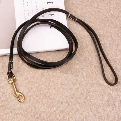 SYDZSW Pet Supplies Genuine Leather Dog Leash Wholesale Grade Copper Hook Large Dog Leash Labrador Shepherd Dog Products 0.8cm