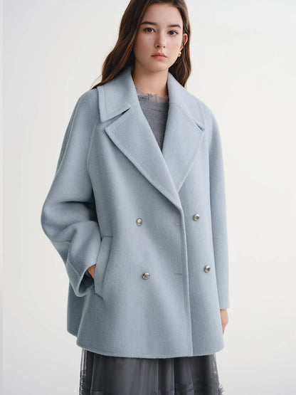DUSHU Plus Size Women's Wool Tweed Coat 2025 Winter New Arrival | Icelandic Encounter Collection Short Coat 100% Wool Jackets