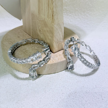 2025 New Trend Fine Wedding Jewelry Set Charming Luxury White Water Drop Crystal Fashion Women's Necklace Bracelet Earrings Ring