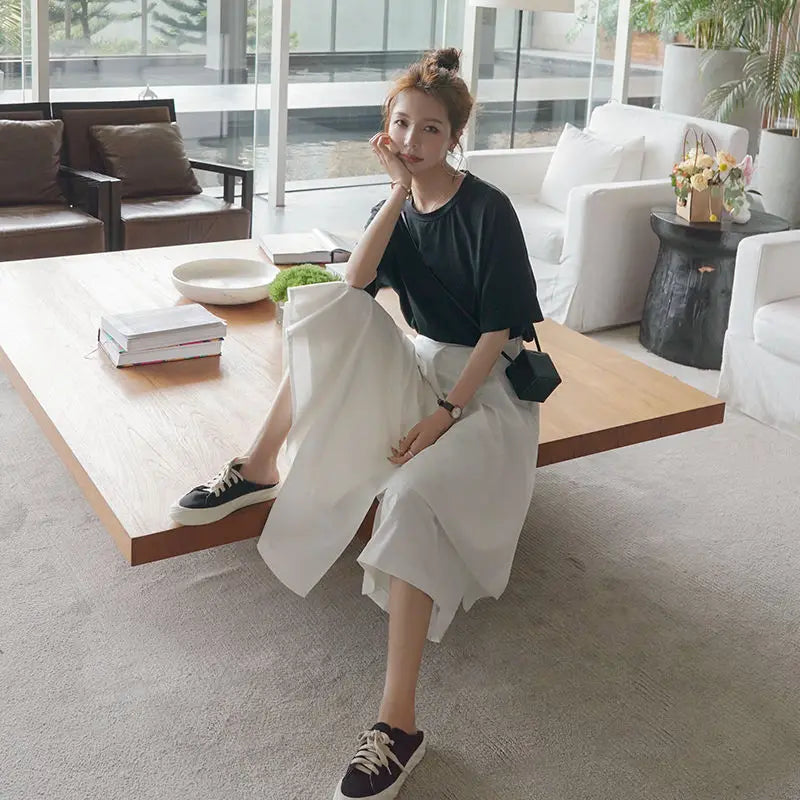 Asymmetrical Skirts Women Fashion Korean Elegant Sweet Females Design High Waist Lovely Solid Casual Summer Clothes Vintage New