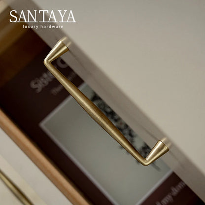 Santaya Solid Antique Brass Handle Kitchen Cabinet Pull Wardrobe Drawer Knob Furniture Hardware Long
