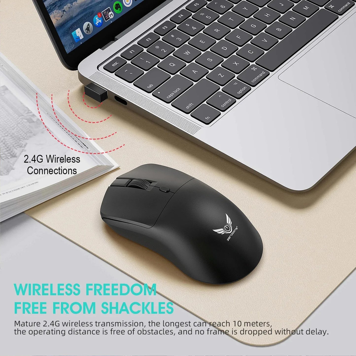 Wireless Mouse 2.4G Ergonomic Gaming Mouse Mouse Rechargeable 800/1200/1600DPI Mice for E-Sports Office Desktop Computers Laptop