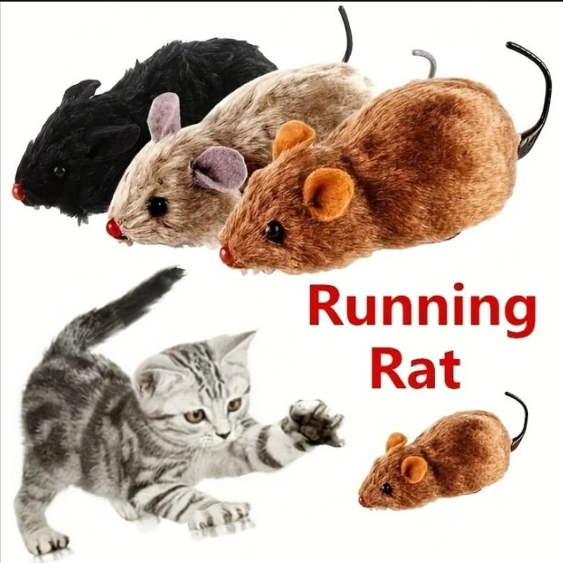 Pet Toy Funny Lifelike Plush Mouse Running Rat Toy for Cats Dogs Tail Mouse Pets Kids Random Color
