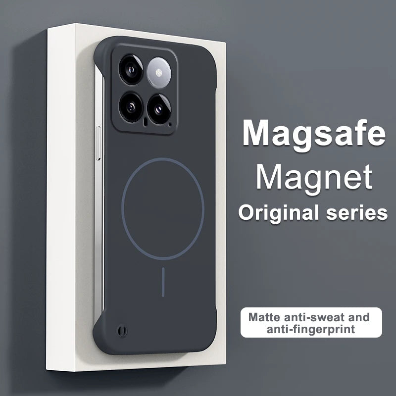 For Magsafe Frameless Magnetic Wireless Charging Phone Case For XIAOMI 14 13 13T 12 12X 11 15S 15 Pro Ultra Slim Hard Back Cover