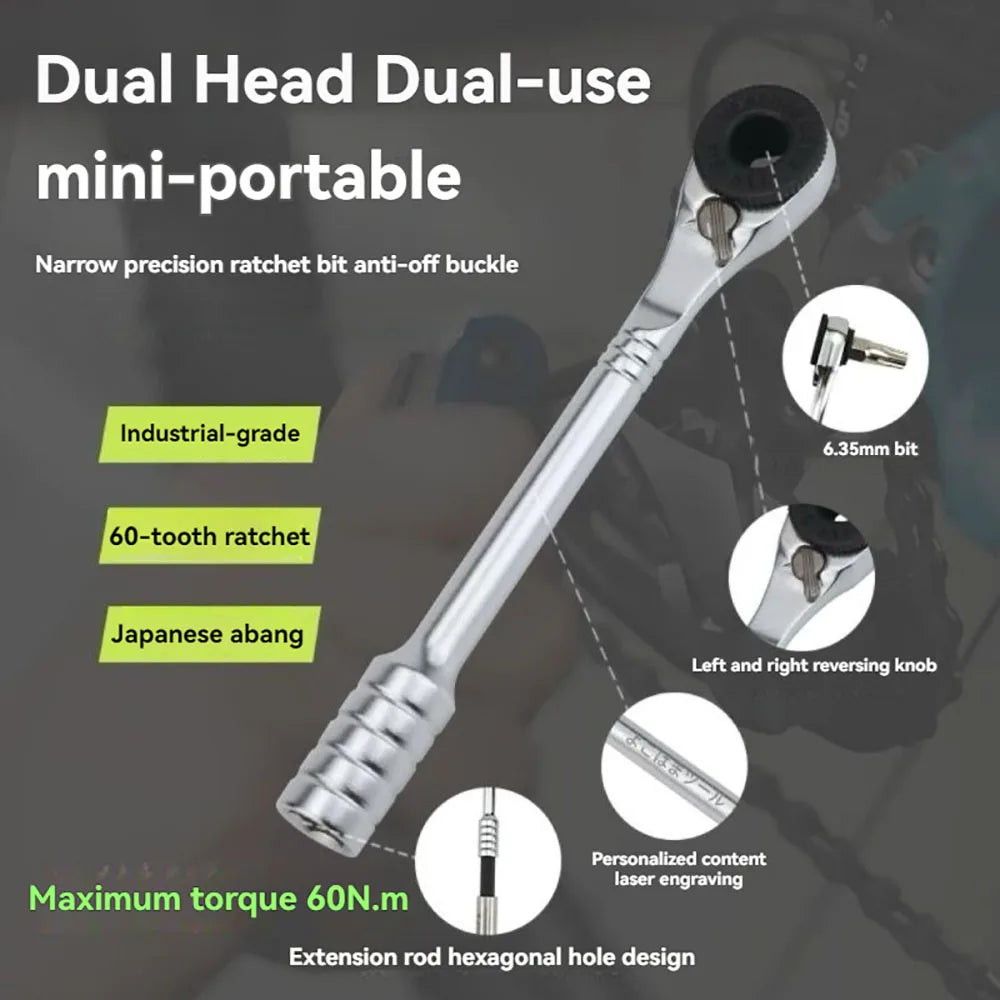 1/4-inch Ratchet Wrench Set, Multi-Angle Design, Portable Hand Repair Tool Kit, for Confined Spaces & Daily Repairs