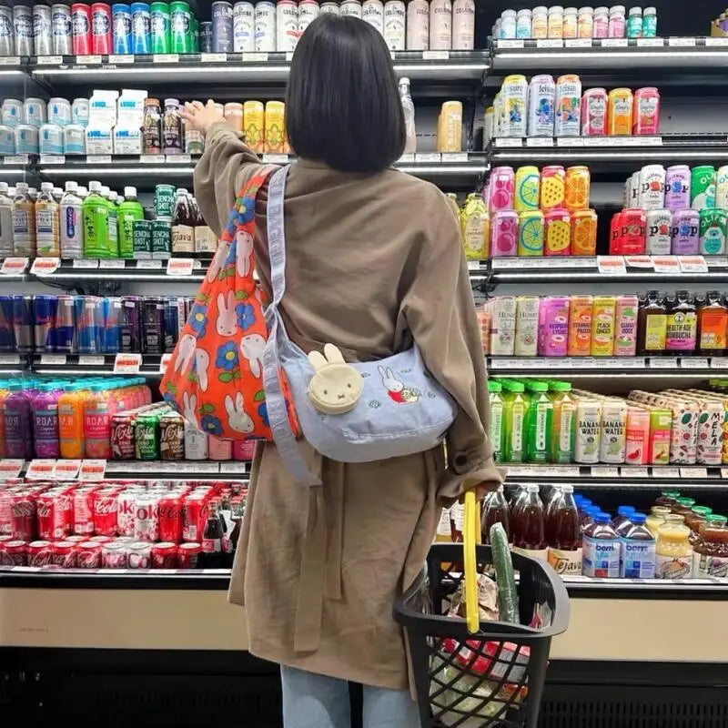 Miffy Embroidered Underarm Bag Cartoon Cute Shoulder Bag Large Capacity Handbag Kawaii Anime Printed Bag Holiday Gift