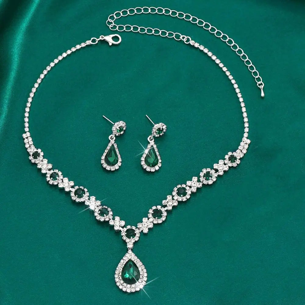 Fashionable Crystal Jewelry Necklace Earring Set Premium Luxury Pendant Necklace Original Design Inlaid Zircon