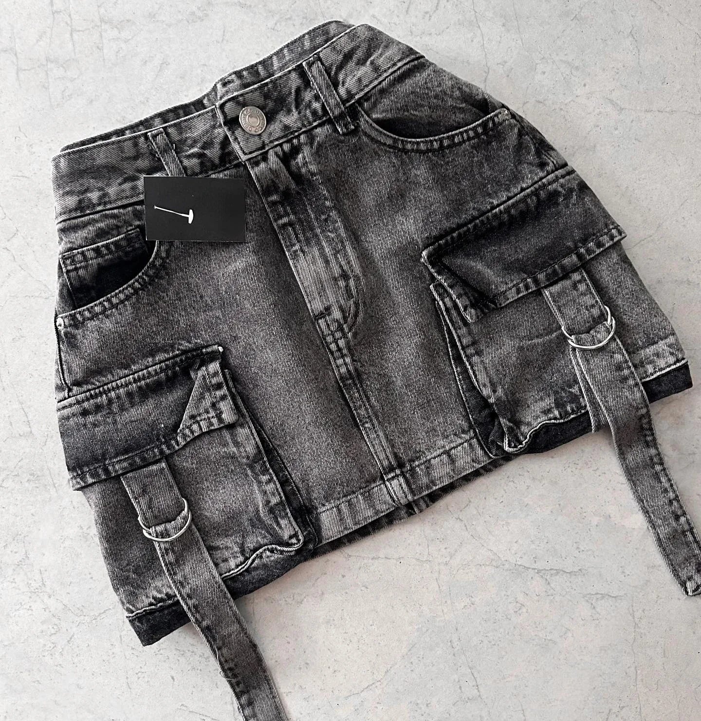 Streetwear Hot Girl Denim Skirt Women Harajuku Retro Gothic Multi Pocket Mini Skirt Fashion Casual Sexy Ultra Short Denim Skirt