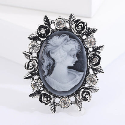 SHMIK Vintage Palace Style Relief Beauty Pendant Crystal Badges Brooch For Women Elegant Retro Middle Design Pin Jewelry