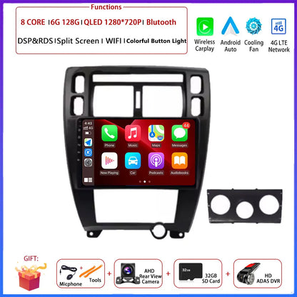 Player GPS Navigation Carplay Auto Android 16 For Hyundai Tucson 2004 -2009 Car Radio Multimedia Stereo Video