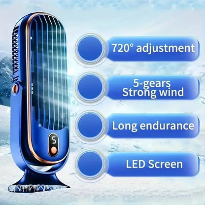 Portable USB Fan | 5 Speeds, 720° Swivel, Quiet Cool Breeze, Air Circulation, Indoor/Outdoor Use, Ideal For Home, Office, Travel