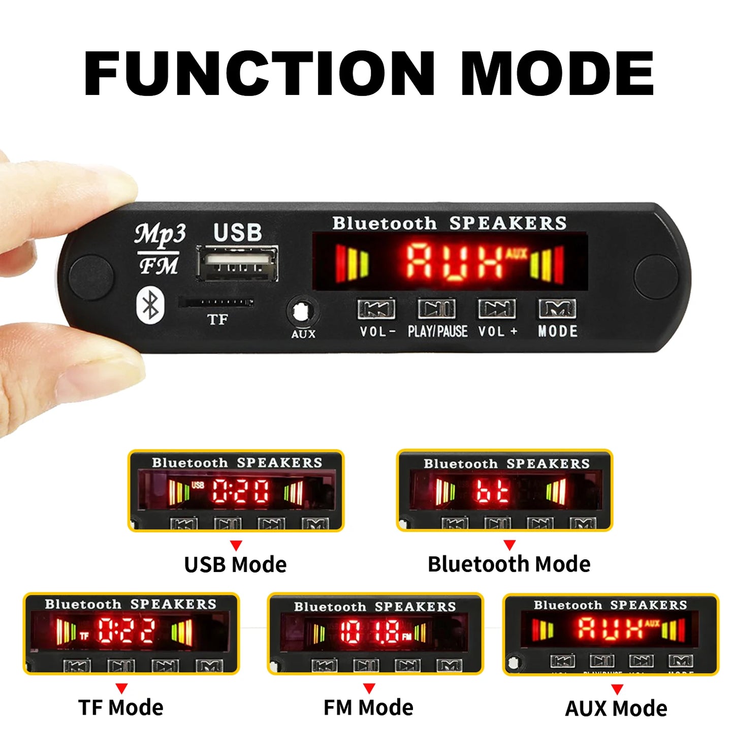 26PCS Bluetooth 5.0 MP3 WMA WAV APE Decoder Board DC 12V Handsfree Car Audio Mic USB AUX TF FM Radio Mp3 Music Player Speaker