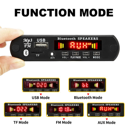 26PCS Bluetooth 5.0 MP3 WMA WAV APE Decoder Board DC 12V Handsfree Car Audio Mic USB AUX TF FM Radio Mp3 Music Player Speaker
