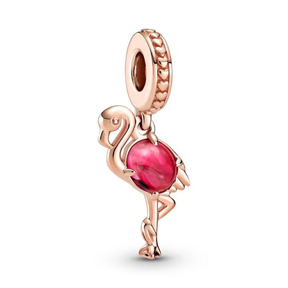 Rose Gold Plated Charms for Bracelet DIY Jewelry Making Heart Flower Strawberry Butterfly Paw Print CZ Pendant Beads Women Gift
