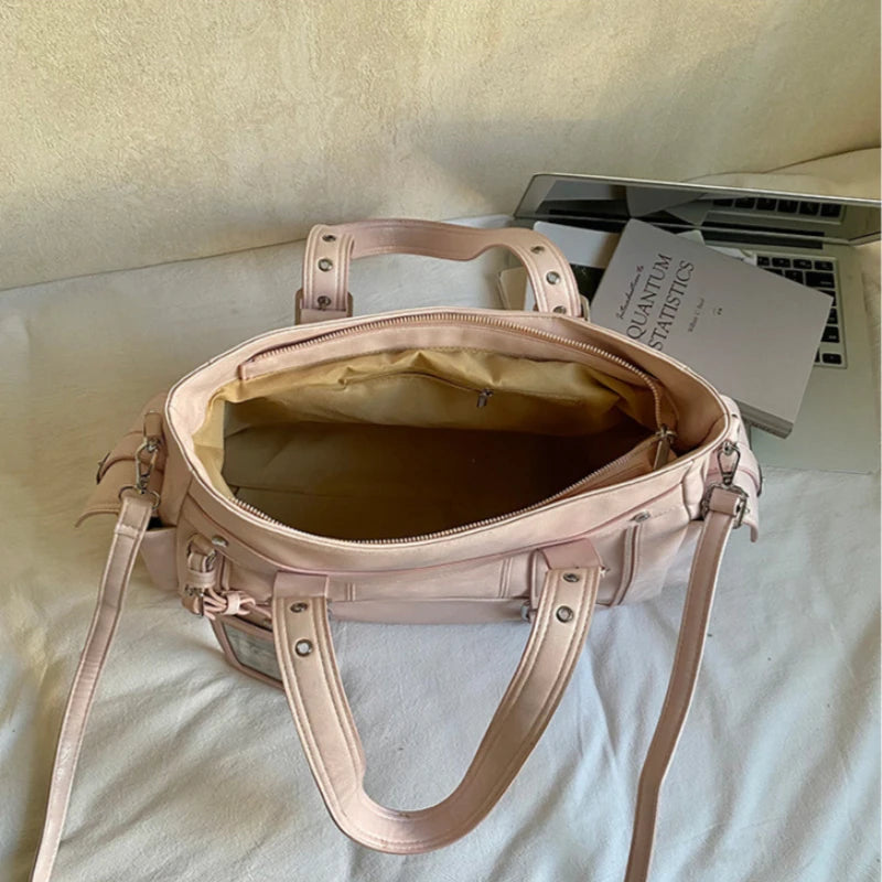 Large Capacity Tote Bag Trendy Sweet-and-Cool Style 2026 New Fashion Versatile Handbag Simple Commuting Crossbody Shoulder Bag