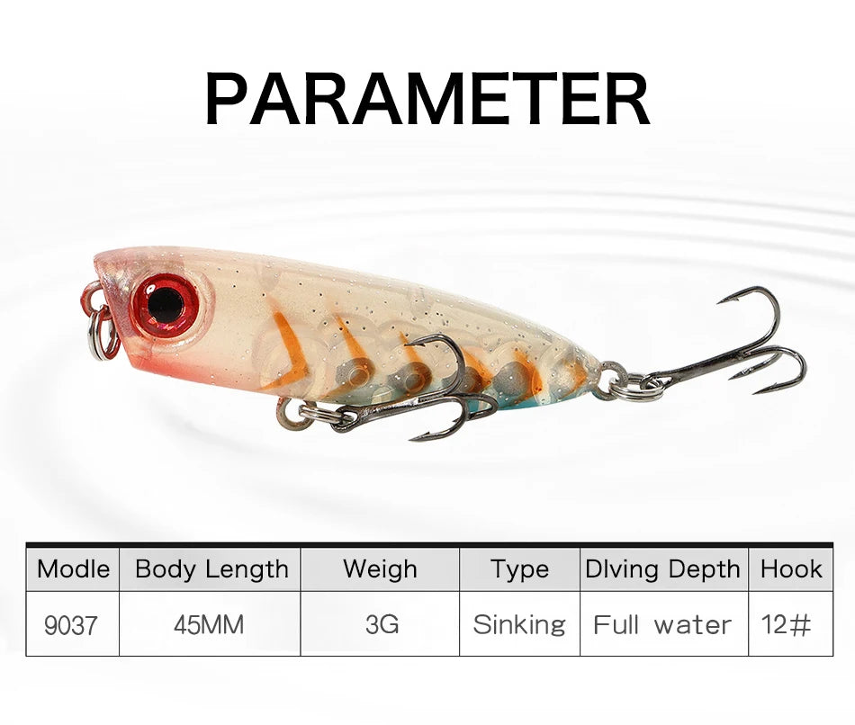 1 Stück 45 mm 3 g sinkender Bleistift-Angelköder Mini Popper Walking Dog künstlicher Hartköder Pesca Wobbler Swimbait Tackle Zubehör