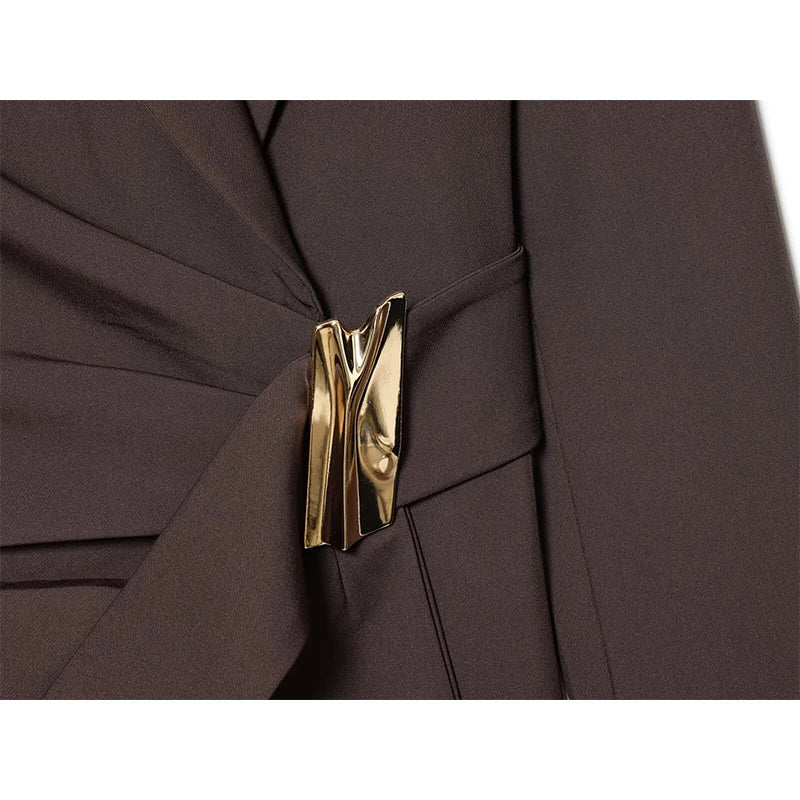 Women's Blazer Coats Autumn Fashion Buckle Decoration Long Sleeve Blazers Female Outerwear Chic Tops