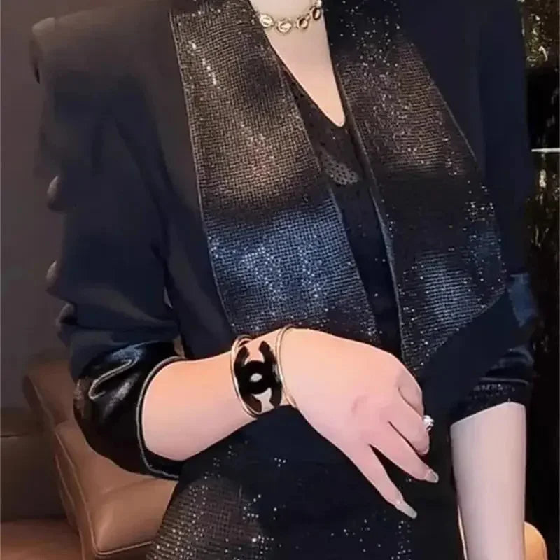 Spring Summer Short Jacket 2025 New Single Buckle Women's Clothes Blouse Coat Solid Color Fashion Hot Drilling Female Outeawer