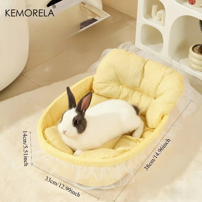 1PCS Soft Cute Bunny Princess Nest - Fluffy Rabbit Bed with Lace Edges, Cozy Plush Bedding for Small Pets, Hamsters, Guinea Pigs