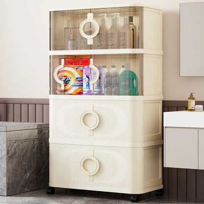 Iving Room Storage Cabinet Thickened Folding Sliding Door Multi Layer LWardrobe Dresser Organizer Snacks Toys Furniture Home