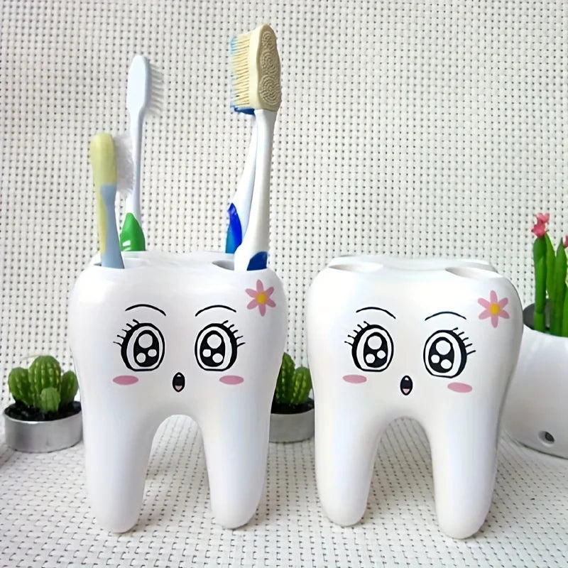1pc-Cartoon toothbrush companion toothbrush holder, smiling face teeth toothbrush holder, bathroom accessories