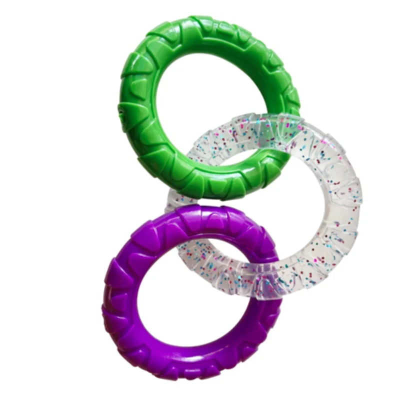 Dog Chew Toy TPR Teeth Cleaning Pet Toys For Small Medium Large Dogs Interactive Bite Resistant 3 Ring Tug Dog Toy Pet Supplies