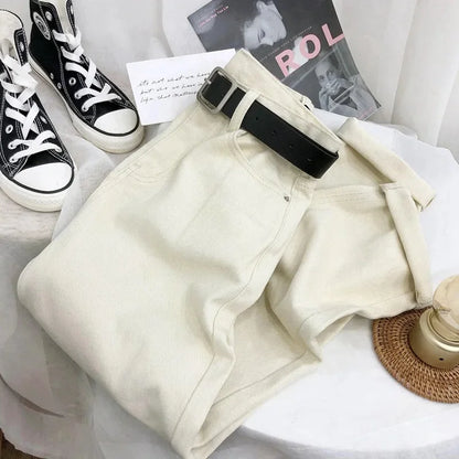 High Waist Harlan Denim Jeans Women Students Straight Leg Loose Slimming Spring Autumn New Style Old Dad Cucumber Trendy