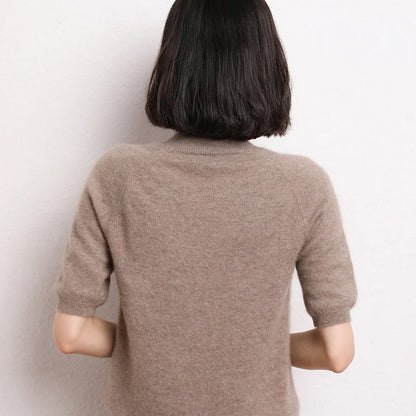 Hot Sale 100% Cashmere Women's Sweaters And Pullovers Autumn Female Casual Clothing Short Sleeve Soft Jumper Tops Spring